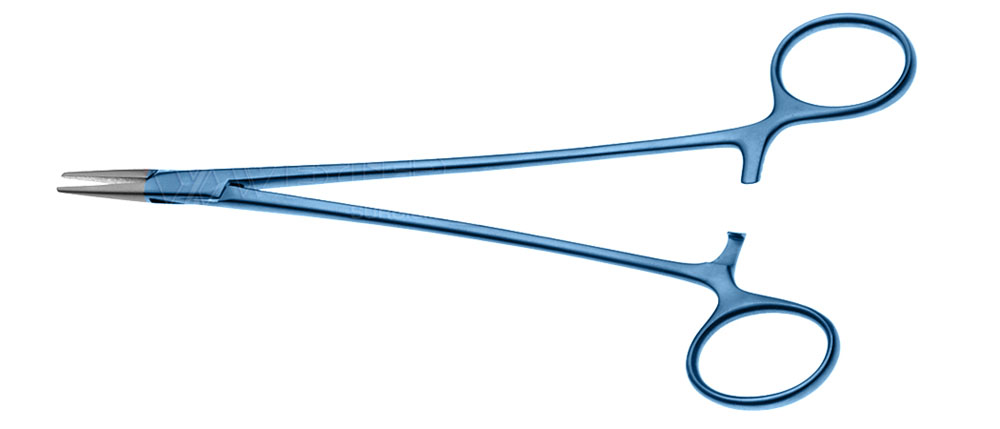Titanium Debakey Needle Holder, Jaw Surfaces Impregnated W/ Fine Tungsten Carbide Dust, 10" (25.0 Cm)